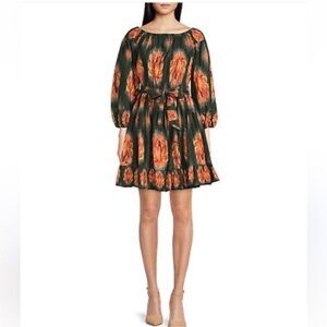 NWT A Loves A Hunter Green & Orange Floral Dress - Size Large